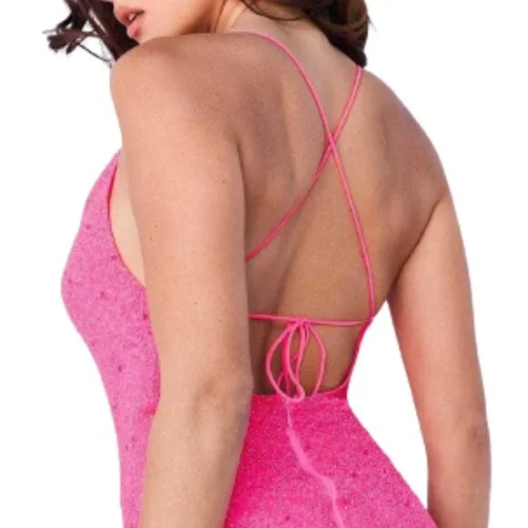 NWT Jovani 09938ASC Homecoming Dress Hot Pink Size 2 - Picture 4 of 11